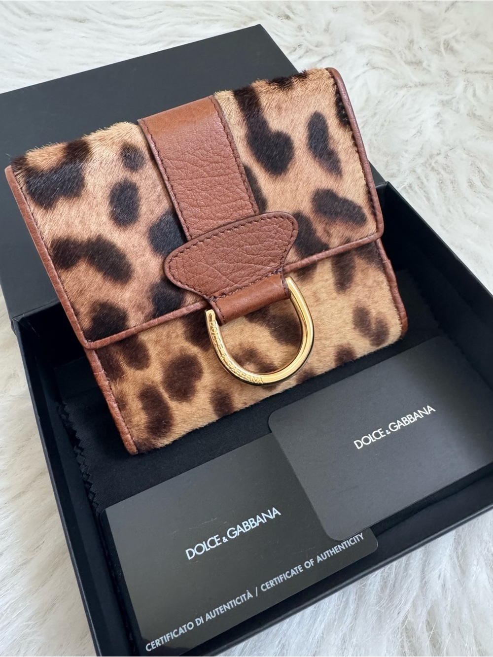 Dolce & Gabbana Leopard Calf Hair Leather Wallet